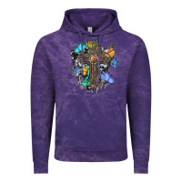 Cloud Purple cross with butterflies cowhide background Vintage Hoodie - BarkalooDesign