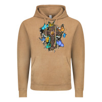 Vintage Camel cross with butterflies cowhide background Vintage Hoodie - BarkalooDesign