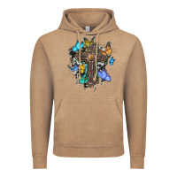 Vintage Coffee cross with butterflies cowhide background Vintage Hoodie - BarkalooDesign