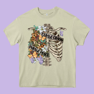 Inhale Peace Exhale Chaos Chest Heavy Core Tee Designed By Fadigitalartstudio