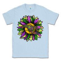 Dusty Blue Mardi Gras Sunflower With Crawfish Classic Tee - BundleAndBundleShop
