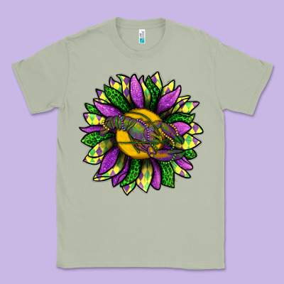 Mardi Gras Sunflower With Crawfish Classic Tee Designed By Bundleandbundleshop