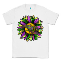 White Mardi Gras Sunflower With Crawfish Classic Tee - BundleAndBundleShop