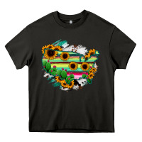 Asphalt America Map Sunflower Cactus Serape Heavy Core Tee - RanaPortraitStore