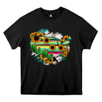 Black America Map Sunflower Cactus Serape Heavy Core Tee - RanaPortraitStore