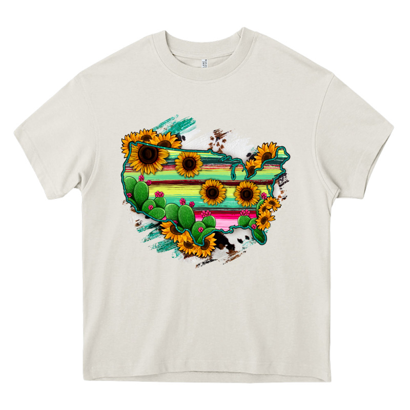 America Map Sunflower Cactus Serape Heavy Core Tee by RanaPortraitStore | Teevron