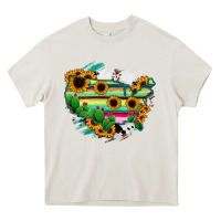 Cream America Map Sunflower Cactus Serape Heavy Core Tee - RanaPortraitStore
