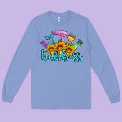 Hairboss Western Sunflowers Hairdresser Long Sleeve Tee Designed By Artiststas