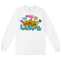 White hairboss western sunflowers hairdresser Long Sleeve Tee - Artiststas