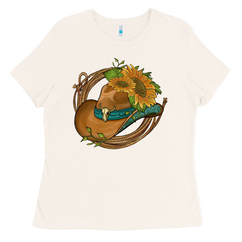 Western Hat With Sunflowers And Rope Ladies Tee by Artiststas | Teevron
