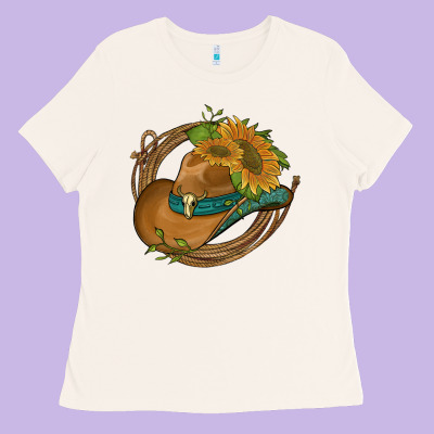 Western Hat With Sunflowers And Rope Ladies Tee Designed By Artiststas