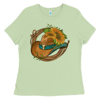 Matcha western hat with sunflowers and rope Ladies Tee - Artiststas