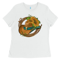 White western hat with sunflowers and rope Ladies Tee - Artiststas