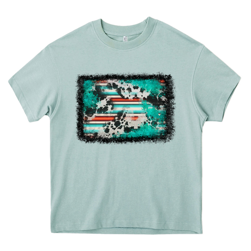 Western Serape Cowhide Turquoise Glitter Heavy Core Tee by FaDigitalArtStudio | Teevron