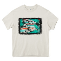 Cream western serape cowhide turquoise glitter Heavy Core Tee - FaDigitalArtStudio