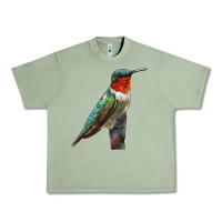 Oil Green Ruby Throated Hummingbird Bird Urban Heavy Tee - LillyAllenDesigns