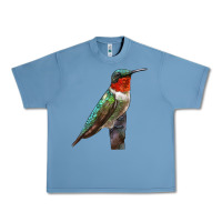 Pebble Blue Ruby Throated Hummingbird Bird Urban Heavy Tee - LillyAllenDesigns