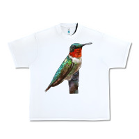 White Ruby Throated Hummingbird Bird Urban Heavy Tee - LillyAllenDesigns