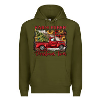 Army Green farm fresh christmas trees Premium Hoodie - BarkalooDesign