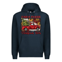Navy farm fresh christmas trees Premium Hoodie - BarkalooDesign