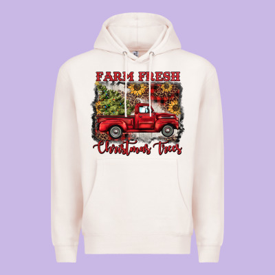 Farm Fresh Christmas Trees Premium Hoodie Designed By Barkaloodesign