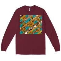 Burgundy leopard cowhide  leather sunflowers Long Sleeve Tee - Artiststas