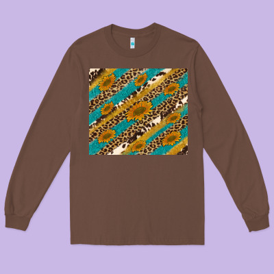 Leopard Cowhide  Leather Sunflowers Long Sleeve Tee Designed By Artiststas