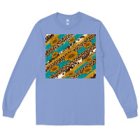 Colony Blue leopard cowhide  leather sunflowers Long Sleeve Tee - Artiststas