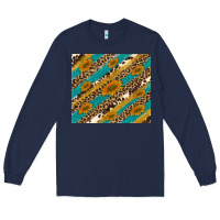 Navy leopard cowhide  leather sunflowers Long Sleeve Tee - Artiststas