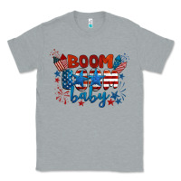 Heather Grey boom boom baby 4th of july Classic Tee - BarkalooDesign