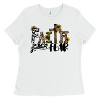 White faith over fear Ladies Tee - CowhideDigitalArt