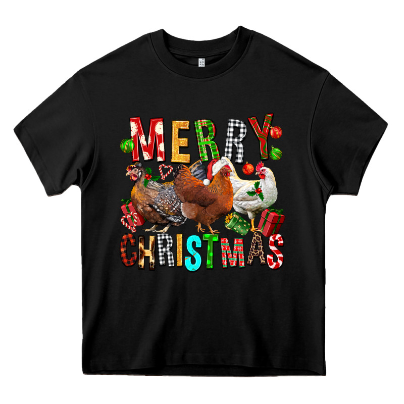 Merry Christmas Chickens Heavy Core Tee by FaDigitalArtStudio | Teevron