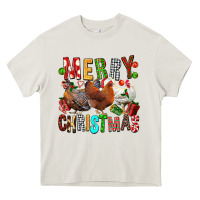 Cream Merry christmas chickens Heavy Core Tee - FaDigitalArtStudio