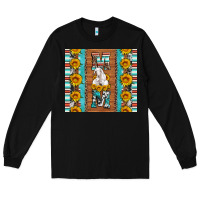 Black goat family mom sunflowers serape leopard cowhide tumbler Long Sleeve Tee - Artiststas