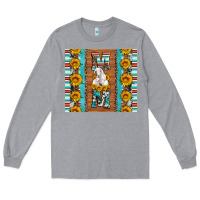 Heather Grey goat family mom sunflowers serape leopard cowhide tumbler Long Sleeve Tee - Artiststas
