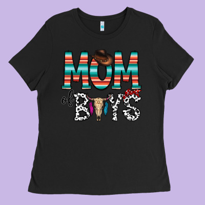 Mom Of Boys Ladies Tee Designed By Cowhidedigitalart