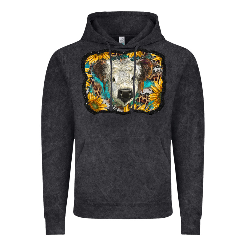 White Scottish Calf With Sunflowers Western  Background Vintage Hoodie by BarkalooDesign | Teevron