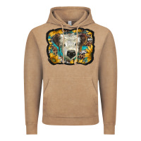 Vintage Coffee white scottish calf with sunflowers western  background Vintage Hoodie - BarkalooDesign