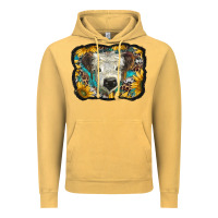 Vintage Mustard white scottish calf with sunflowers western  background Vintage Hoodie - BarkalooDesign