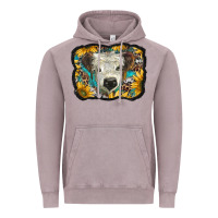 Vintage Zinc white scottish calf with sunflowers western  background Vintage Hoodie - BarkalooDesign