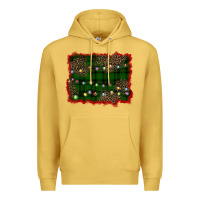 Antique Gold christmas green plaid background Premium Hoodie - BarkalooDesign
