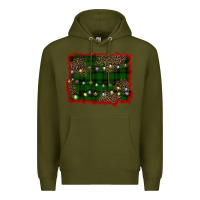 Army Green christmas green plaid background Premium Hoodie - BarkalooDesign
