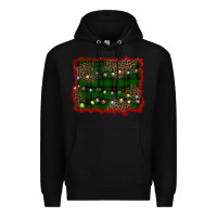 Black christmas green plaid background Premium Hoodie - BarkalooDesign