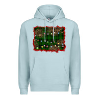 Blue Mist christmas green plaid background Premium Hoodie - BarkalooDesign