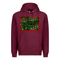 Burgundy christmas green plaid background Premium Hoodie - BarkalooDesign