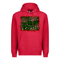 Cardinal christmas green plaid background Premium Hoodie - BarkalooDesign