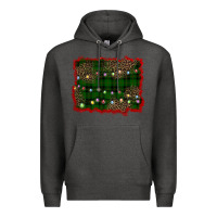 Charcoal Heather christmas green plaid background Premium Hoodie - BarkalooDesign
