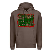 Coffee christmas green plaid background Premium Hoodie - BarkalooDesign