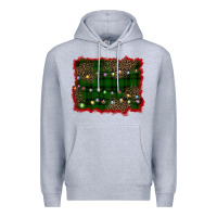 Heather Grey christmas green plaid background Premium Hoodie - BarkalooDesign