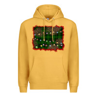 Mustard christmas green plaid background Premium Hoodie - BarkalooDesign